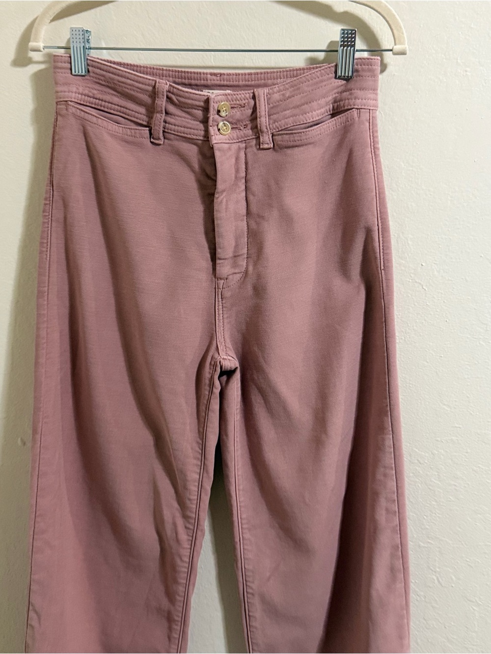 Faherty Stretch Terry Harbor Pants Mauve Pink Wide Leg High Rise Size 27 cotton - Picture 3 of 12